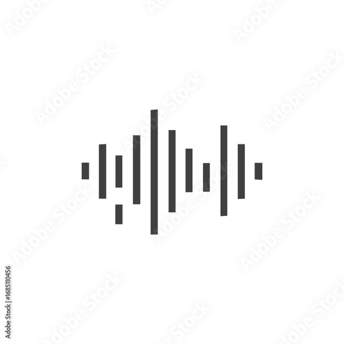 A dark grey sound wave graphic on a white background. Editable stroke. Vector illustration