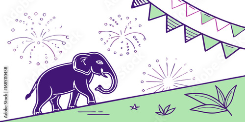 Dussehra Elephant – Neon Festival Glow