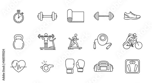 Health and fitness icons set for business, web, and technology illustration