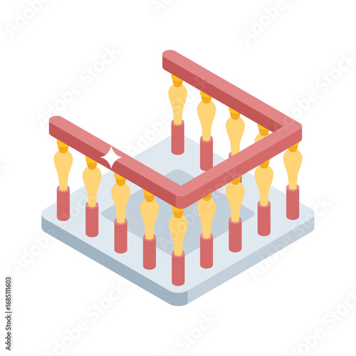 Visually appealing isometric icon of raised witness box