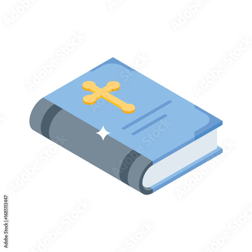 Classic isometric style icon of holy courtroom bible