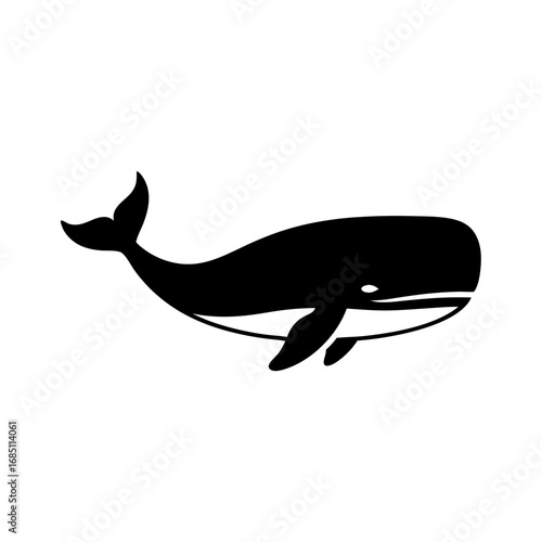 Majestic black whale glides gracefully through ocean depths, a symbol of marine life and freedom.