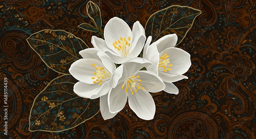 Obraz premium White flowers on dark background