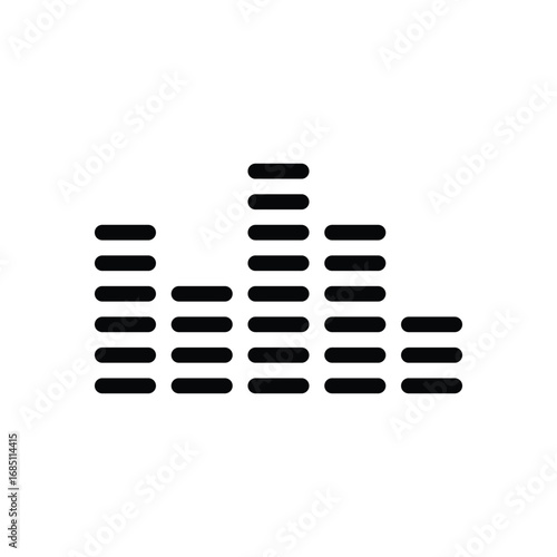 A simple equalizer graphic showing fluctuating levels via horizontal bars. Editable stroke. Vector illustration