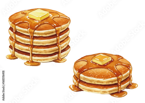 Vector watercolor pancakes / 水彩テイストのパンケーキイラスト