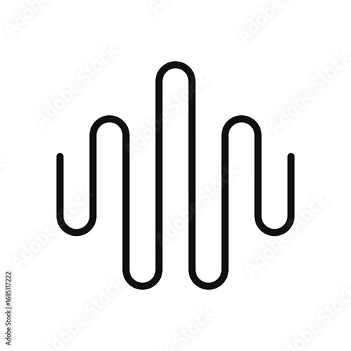 Black line sound wave pattern white background. Editable stroke. Vector illustration