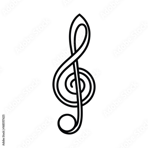 Black outline of a treble clef. Editable stroke. Vector illustration