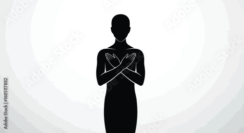 Vector illustration of silhouette of a woman with crossed arms