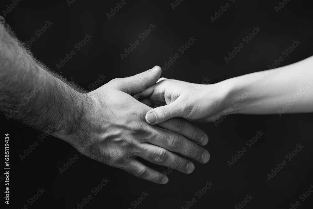 Fototapeta premium Man gently touching his pregnant wife's belly in a moment of love and anticipation