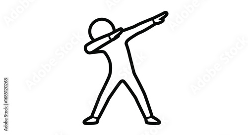 Vector illustration of stick figure dabbing, making a popular dance move