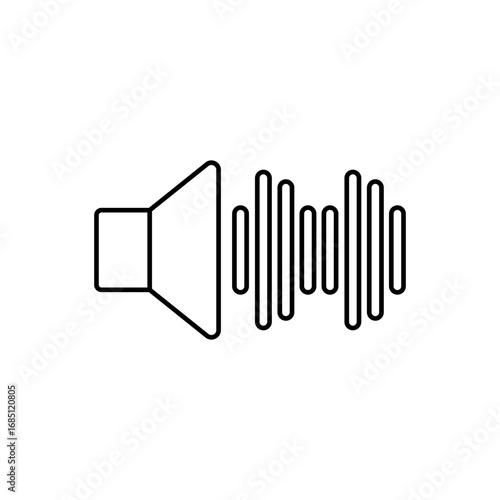 Icon of a speaker emitting sound waves. Editable stroke. Vector illustration
