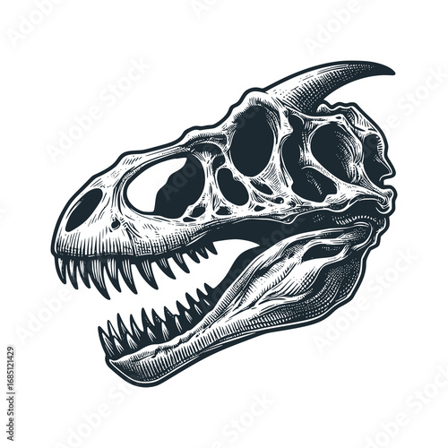Dinosaur skull – Black and White Icon Vector and Illustration