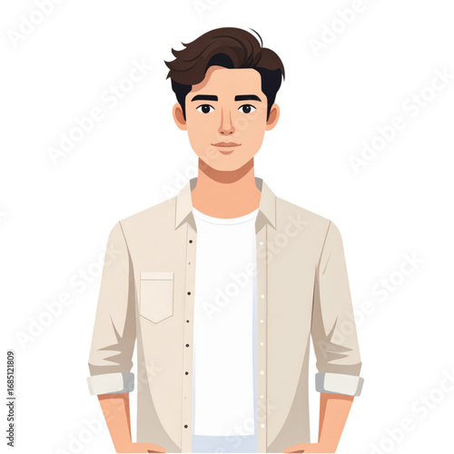 Flat Design Casual Young Man Character Illustration