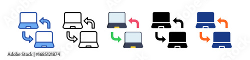 Peer To Peer Network Icon Multi Style Illustration
