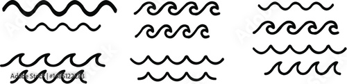wave line icons set. Water waves outline collection. black waves icon vector set .Sea waves - stock vector