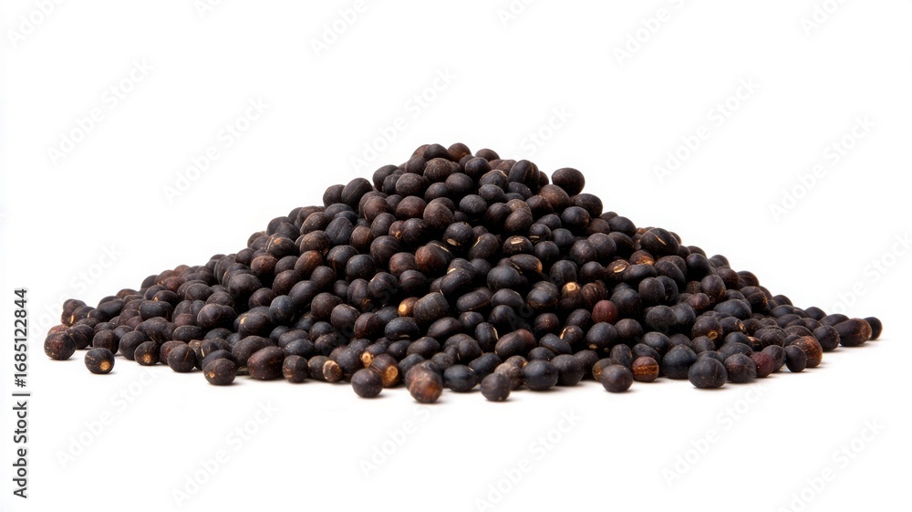 Pile of black mustard seeds on white background. Neural network AI generated Pile of black mustard seeds on white background. Neural network AI generated