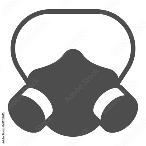 Respirator with air filters solid icon, workwear concept. Vector graphics. Mask with filters and rubber strap, safety sign on white background, glyph style icon for mobile or web design.