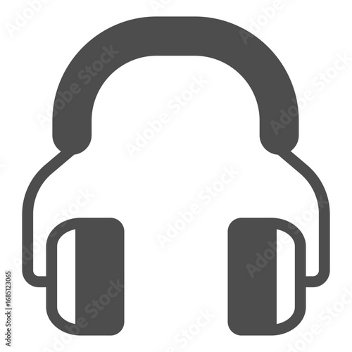 Builder man headphones solid icon, workwear concept. Vector graphics. Ear protective headset, safety sign on white background, glyph style icon for mobile or web design.