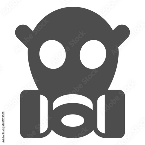 Gas mask with air filters solid icon, hazard workwear concept. Vector graphics. Rubber mask with filters, safety sign on white background, glyph style icon for mobile or web design.
