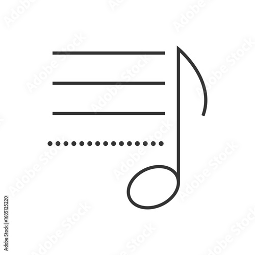 Musical notation featuring lines and a note. Editable stroke. Vector illustration