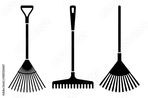 garden rake tool work equipment silhouette 