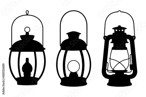 silhouette of  lanterns oil lamp vintage classic