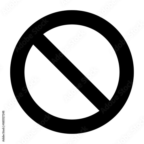 Prohibition Sign Icon – Black Circle with Diagonal Line