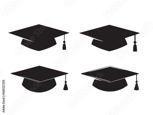 Professional Graduation Cap Silhouette Icons For Stylish Graphics