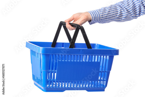 Female hand with blue shopp...