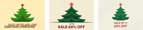 Festive Christmas tree promotion with a generous discount for holiday shopping , sale upto 60% off
