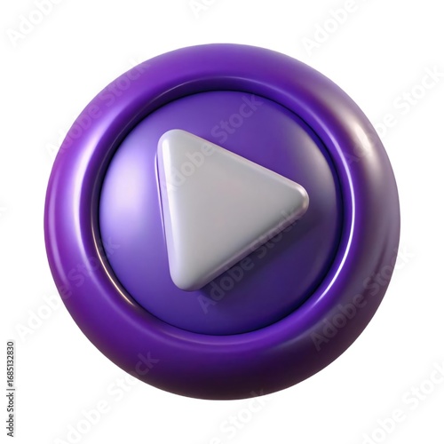 Vibrant 3D Purple Play Button Concept Graphic