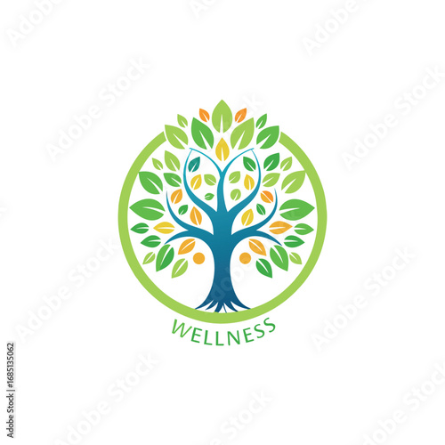 wellness tree logo design vector 