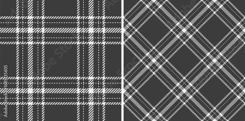 Elegant gray and white plaid patterns. Use for classic designs, backgrounds, and fashion projects. Versatile for digital or print media. Textile texture.