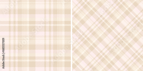Elegant textile background featuring two seamless plaid patterns. Soft, neutral tones convey warmth and sophistication, perfect for designs needing a refined, cozy feel.