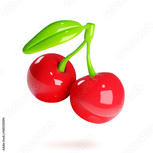 a 3d render of glossy red cherries