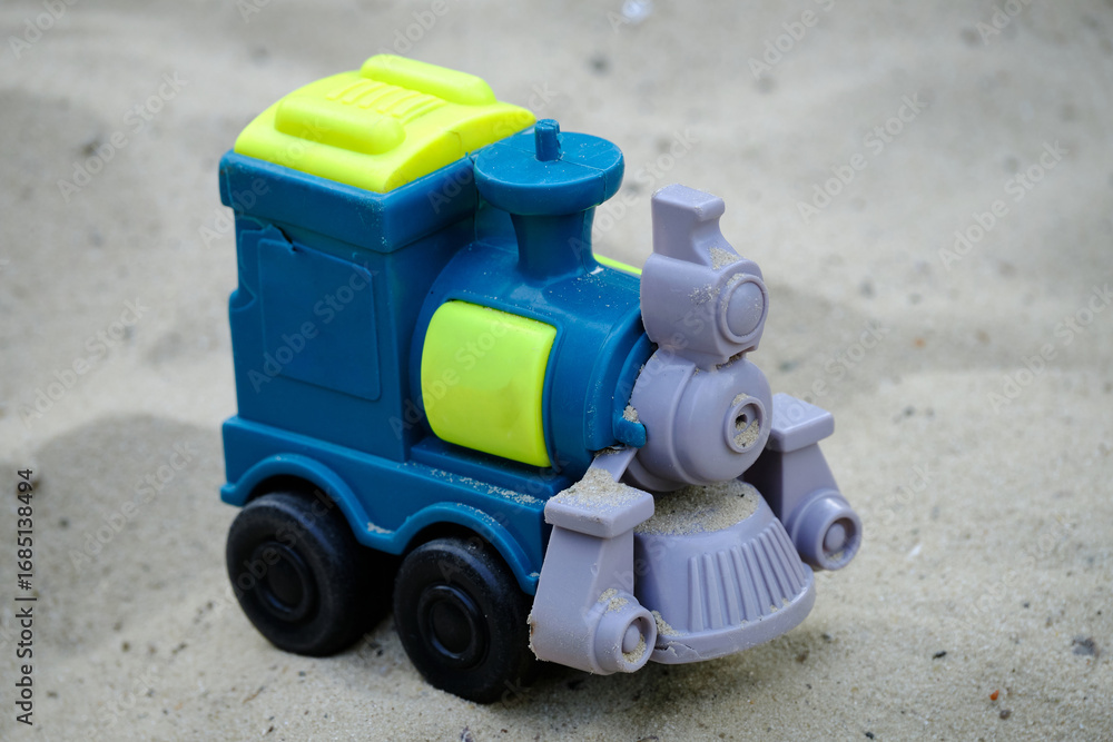 Fototapeta premium lost toy train on the sand