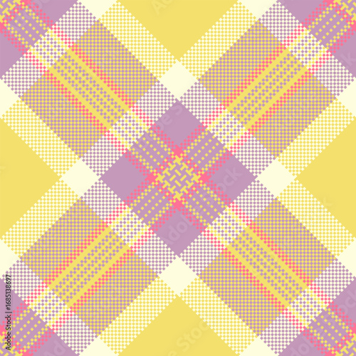 Colorful plaid pattern with pastel yellow, lavender and pink hues. Great for textile designs, backgrounds, or adding a touch of spring flair to your creative projects.
