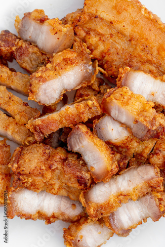 Wallpaper Mural Crispy Fried Pork Belly Slices Served on a White Plate Torontodigital.ca