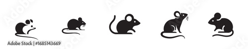 Silhouette of a mouse. Vector, illustration, icon set