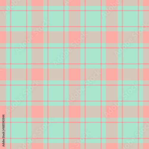 Paint plaid check tartan, stationary texture vector seamless. Thin fabric background pattern textile in light and red colors.
