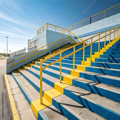 concrete outdoor steps with bright sunlight