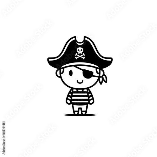 a cartoon pirate with a hat and eye patch