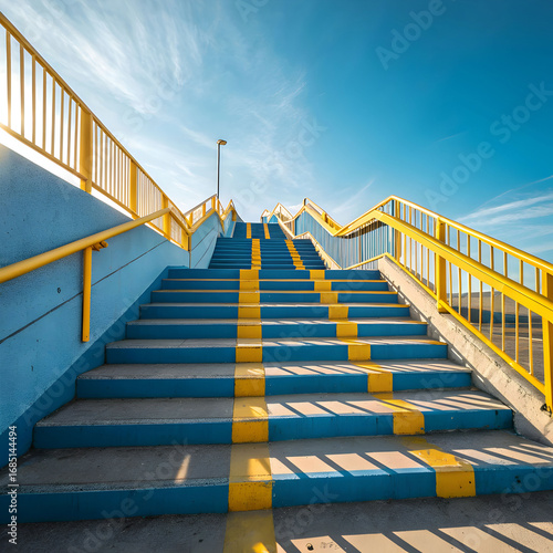 concrete outdoor steps with bright sunlight