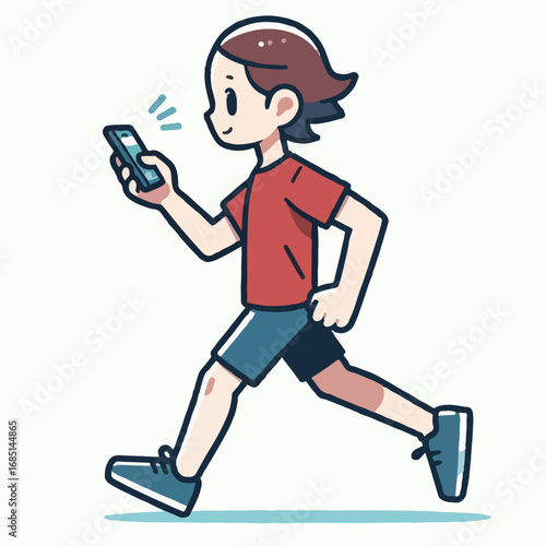 Illustration of someone jogging while listening to music on headphones