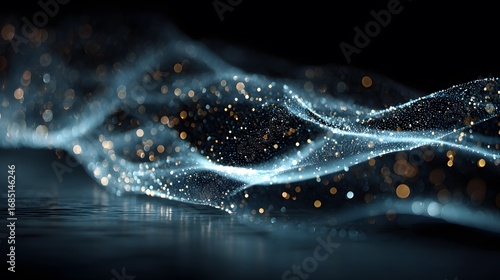 Still life: matte ceramic vase (baby's breath), textured glass bowl on wood. Dark slatted wood paneling, warmly lit below. Sophisticated, serene ambiance.