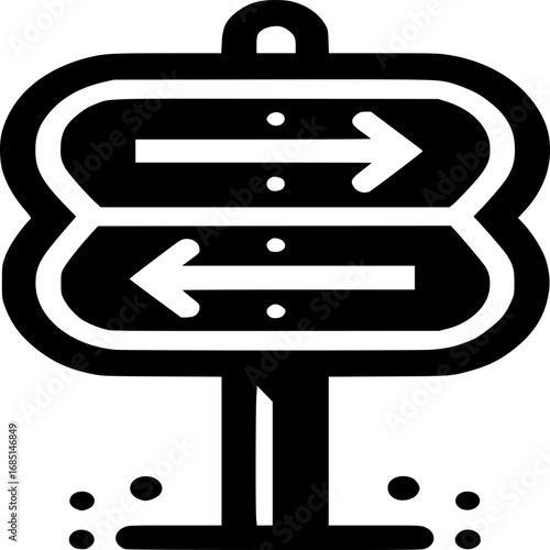 Sign of Directions: A graphic illustration of direction sign with two arrows indicating opposite directions. This minimalist design effectively represents guidance and navigation.