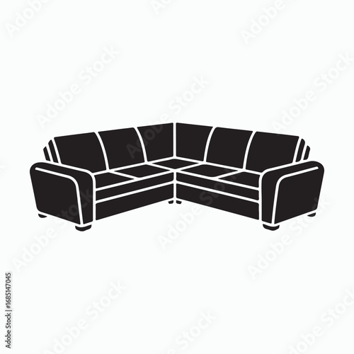 Modern Sectional Sofa Solid Glyph Symbol