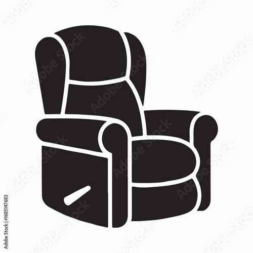 Recliner Chair Furniture Solid Icon Design