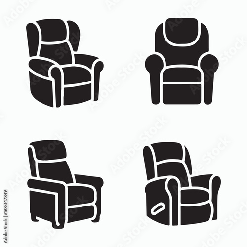 Comfortable Recliner Chair Solid Icon Pack