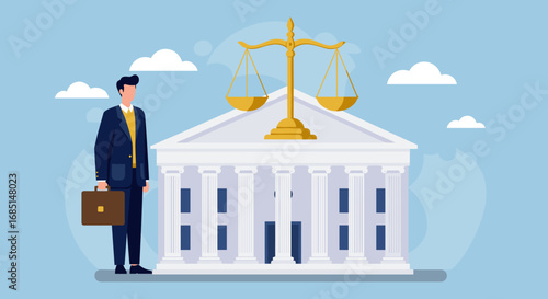 Law and Justice Court Building, vector illustration
